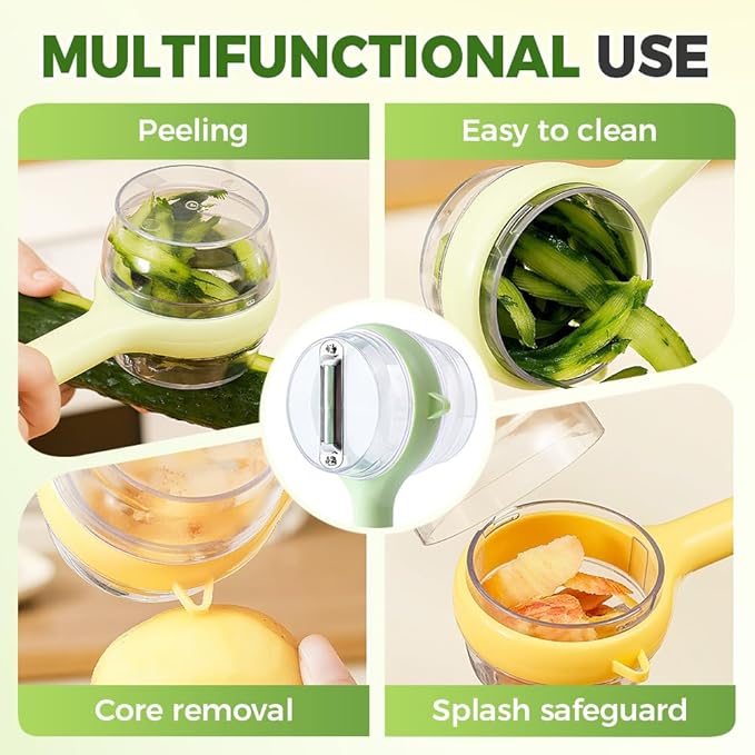 Peeling Knife with Storage Box,2025 New 3 in 1 Vegetable Fruit Peeler Peeling Knife Box, Multifunctional Double Sided Stainless Steel Blade Peeler, Easy to Clean for Home Kitchen (1, Yellow)