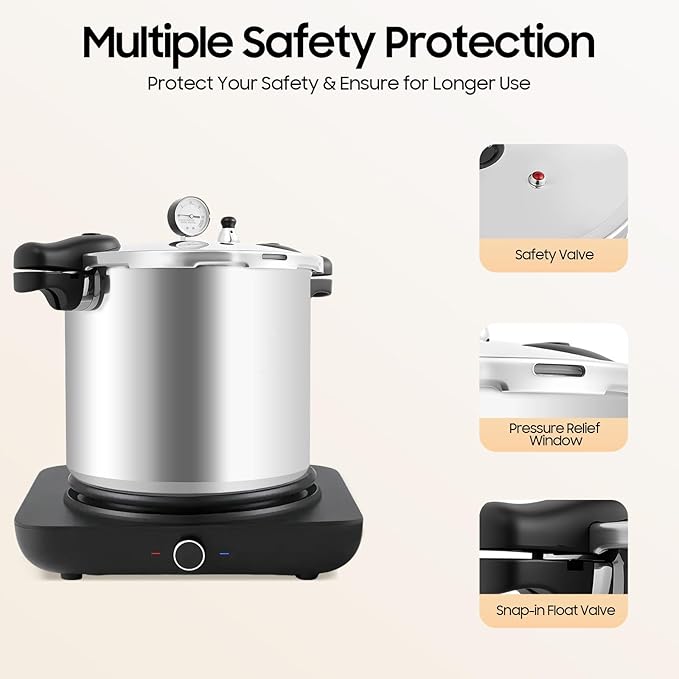 23 Quart Pressure Cooker, Aluminium Alloy Pressure-Cooker Polished Large Capacity Pressure Canner Polished Stovetop Pot with Gauge & Release Valve, Anti-scald Insulated Handle for Family Commercial