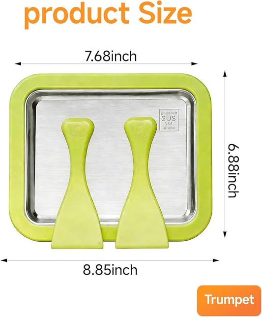 2026 Rolled Ice Cream Maker - 3-Minute Portable Ice Cream Machine with Stainless Steel Freeze Tray & 2 Scrapers, No Electricity Needed, Perfect for Family and Party Desserts (Green)