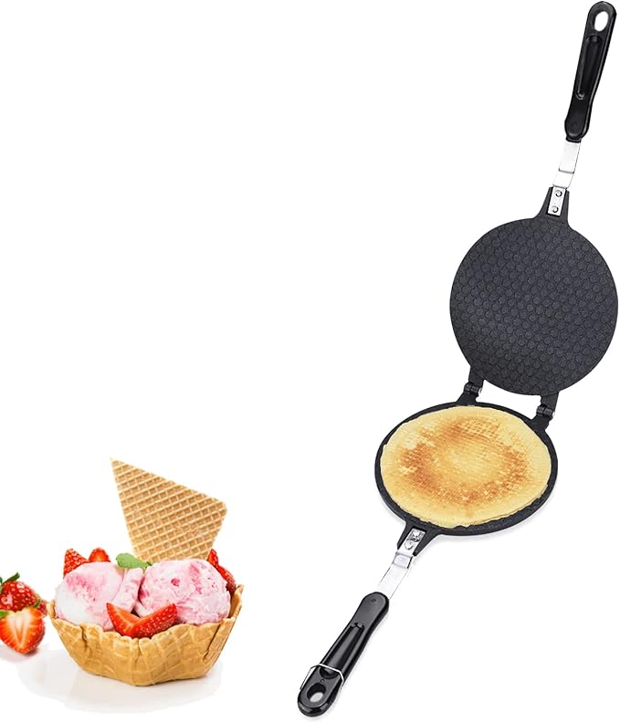 Waffle Cone Maker, Nonstick Waffle Bowl Ice Cream Cone Maker Machine, Pancake Crispy Egg Roll Crepe Baking Pan Pancake Omelet Mold for Stoves Top