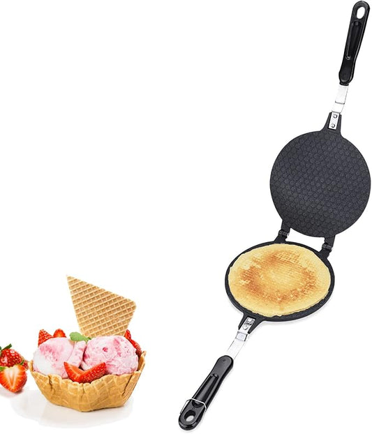 Waffle Cone Maker, Nonstick Waffle Bowl Ice Cream Cone Maker Machine, Pancake Crispy Egg Roll Crepe Baking Pan Pancake Omelet Mold for Stoves Top