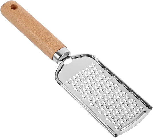 Ciieeo 1pc Stainless Steel Plane Grater with Non Slip Wood Handle for Easy Zesting of Fruits Vegetables Cheese and More Kitchen Gadget for Home and Restaurant Use Silver Blue