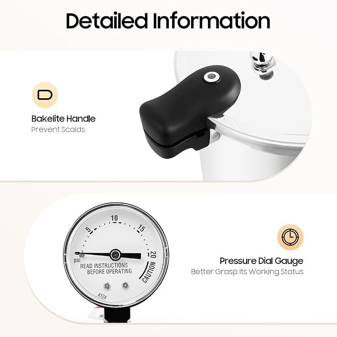 Pressure Cooker 23 QT,Aluminium Alloy Pressure Cooker,Thickened Explosion-Proof Cooker with Versatile Multi-Use,Triple Safety System,Silver