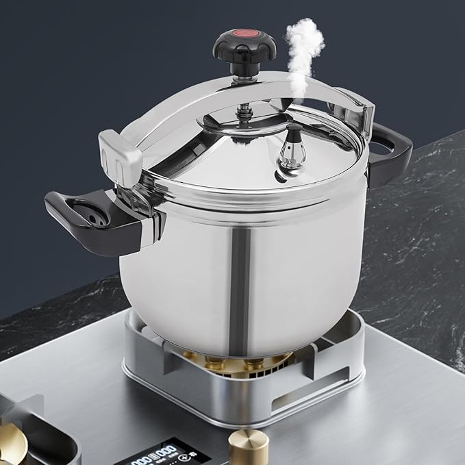 LyeXD 22L/23.25 Qt Stainless Steel Pressure Cooker, Stainless Steel Pressure Stewing Pot w/Two Safety Clips, Pressure Canner Olla de Presion,One-Hand Locking Induction Compatible Cookware for Home