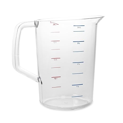 Rubbermaid Commercial Products Bouncer Clear Measuring Cup, 16-Cup/4-Quart, Clear, Strong Food Grade, Easy Read for Liquid/Dry Ingredients, for Home/Professional Kitchen