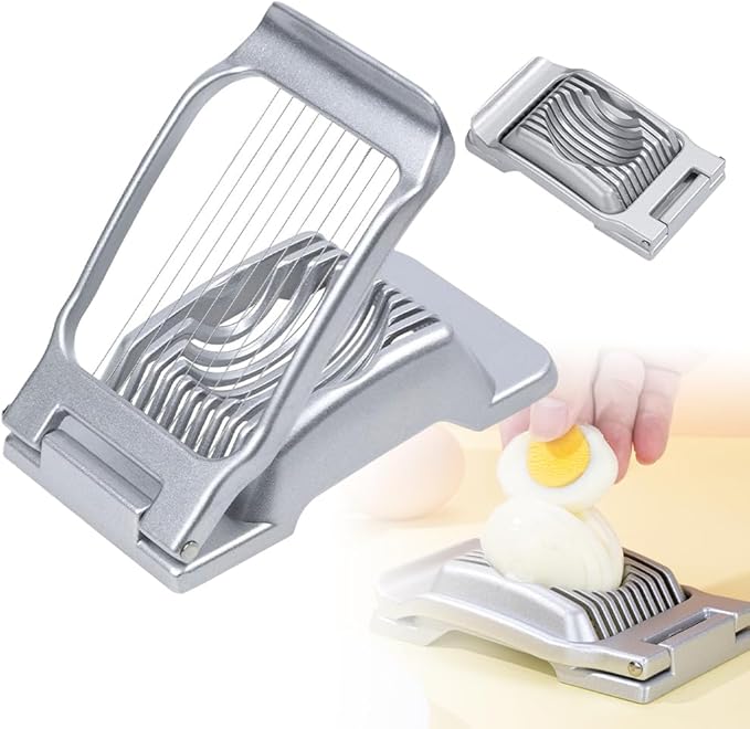 Aluminum Square Egg Cutter, Upgrade Heavy Duty Stainless Steel Wire Egg Slicer Boiled Egg Slicer, Multipurpose Strawberry Slicer Egg for Hard Boiled Eggs (1)
