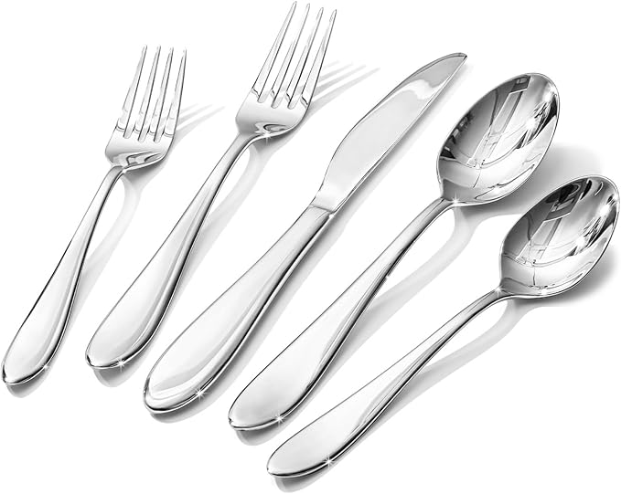 KINGSTONE 30-Piece Silverware Set for 6,18/10 Premium Stainless Steel Flatware Set, for Home, Restaurant, Wedding and Party Use,Mirror-Polished Cutlery Set, Dishwasher Safe.