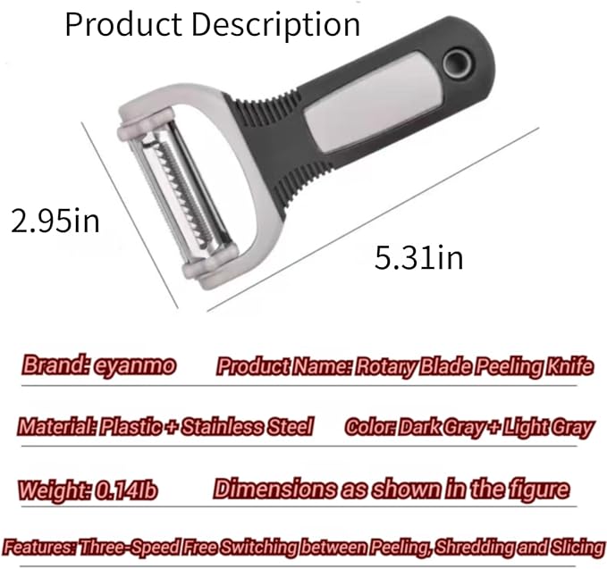 3 in 1 Vegetable Peelers for Kitchen, Adjustable Blade Switching Function, Carrots, Apples, Cucumbers, Julienne, Slicer, Sharp Stainless Steel, Non-Slip Handle