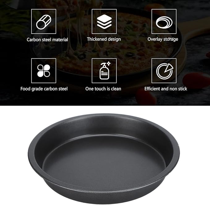 Tomotato 2Pcs Pizza Pan, 6in/9in/10in/12in Deep Dish Round Pizza Pan for Oven, Non Stick Thickened Carbon Steel Baking Pan for Home Kitchen, Dishwasher Safe(9in)