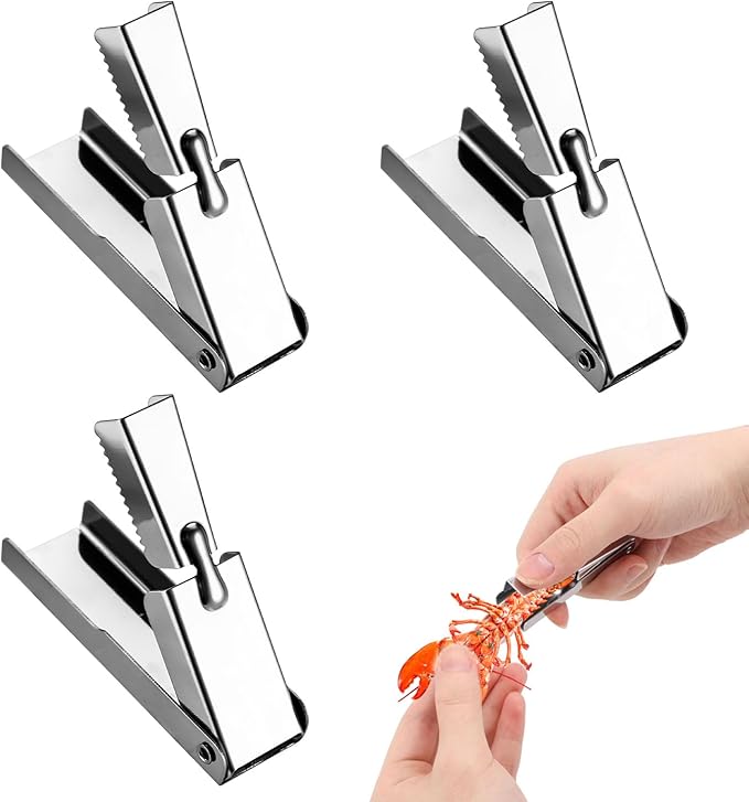 3pcs Crawfish Peeler Tool, Stainless Steel Crawfish Tail Peeler Sheller Effortless Shrimp Shucker Shelling Device Cracker Metal Crayfish Opener Gadget for Kitchen Restaurants Seafood Lovers