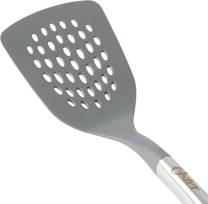 Oster Chadswyck 13” Slotted Turner Spatula, Heat Resistant Silicone Head, Stainless Steel Handle, Safe for Nonstick Cookware, Dishwasher Safe
