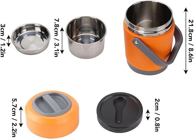 Thermal Cooker Pot, Stainless Steel Mini Portable Constant Temperature Heat Preservation Lifting Pot for Travel Camping Home Office Use (Orange)