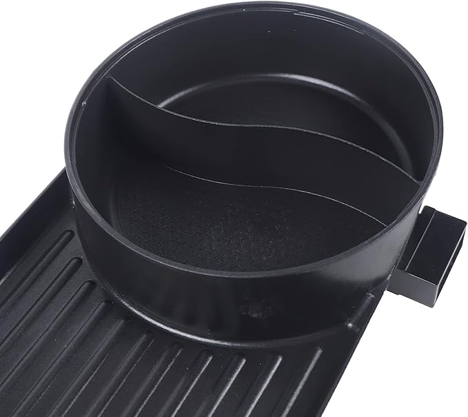 Electric 2 In 1 Hot Pot Barbecue Grill, GDAE10 Non-stick Teppanyaki Pan Soup Multifunctional Anti-dry Korean 3.6L Capacity Double Cooker (1500W x 2) Hotpot Home Kitchen Restaurant Indoor Outdoor