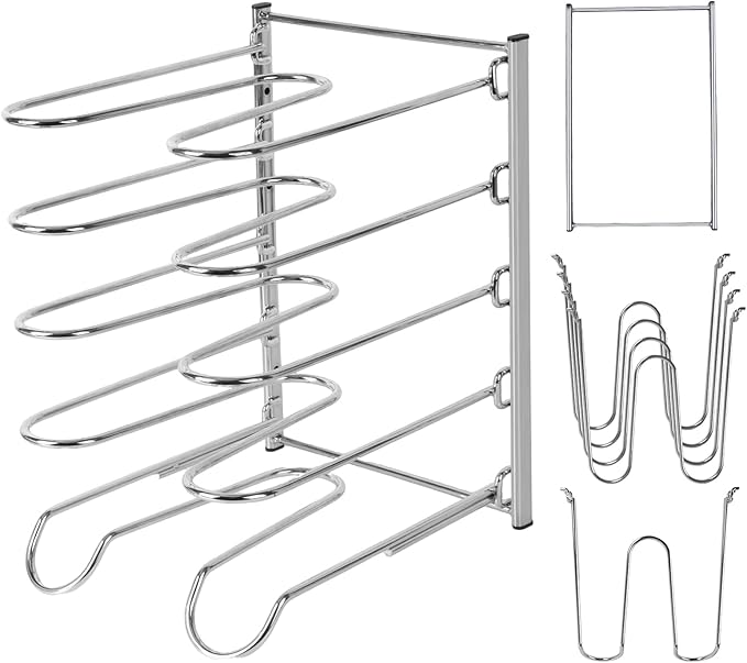 AshKiz Pizza Rack, Pizza Pan Rack, 5 Tier Stainless Steel Pizza Riser, Compact and Convenient Design for Easy Storage Multiple Pizzas pan 10.43" L x 8.52" W x 13" H