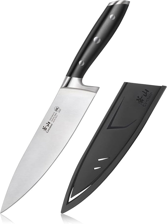 Cangshan ALPS Series 502735 German Steel Forged 8-inch Chef's Knife with Sheath, Black