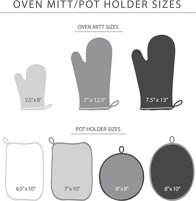 KITCHENAID Beacon Two-Tone Oven Mitt 2-Pack Set, Contour Silver/Matte Black, 5.75"x13"