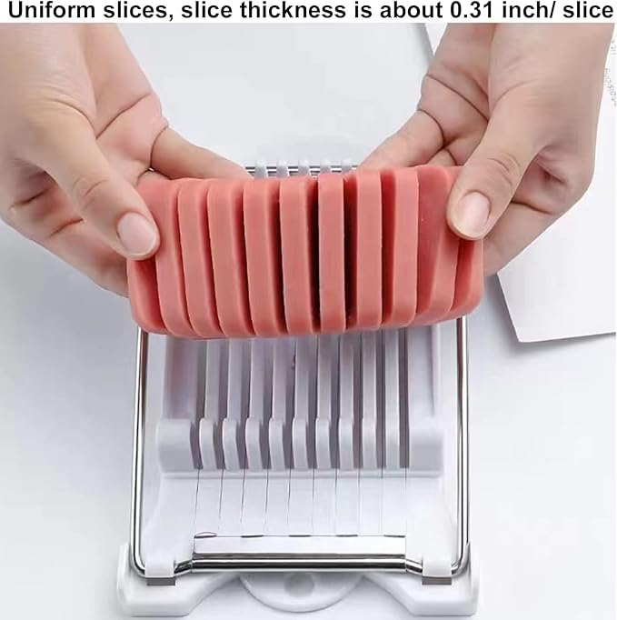 Egg slicer Luncheon Meat Slicer,Egg slicer for hard boiled eggs FENGCHEN Spam slicer With 10 Singing Cutting Wires in Stainless Steel