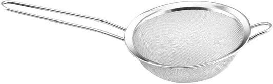 YBM HOME Stainless Steel Fine Mesh Strainer Colander Sieve with Handle for Rinsing Grains Beans Rice Fruits etc. 8-Inches 2285, Silver