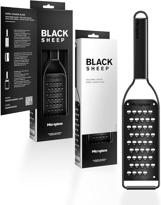 Microplane Kitchen Grater Extra Coarse with a Stainless-Steel Blade - Made in USA, for Cheese, Potato, Zucchini, Carrot, Apple & Cabbage from The Black Sheep Series