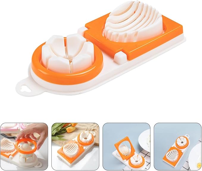 Zerodeko Multifunctional Egg Slicer Boiled Egg Cutter Dual-head Design Orange Plastic Kitchen Gadget Home Use Fruit Slicing Tool