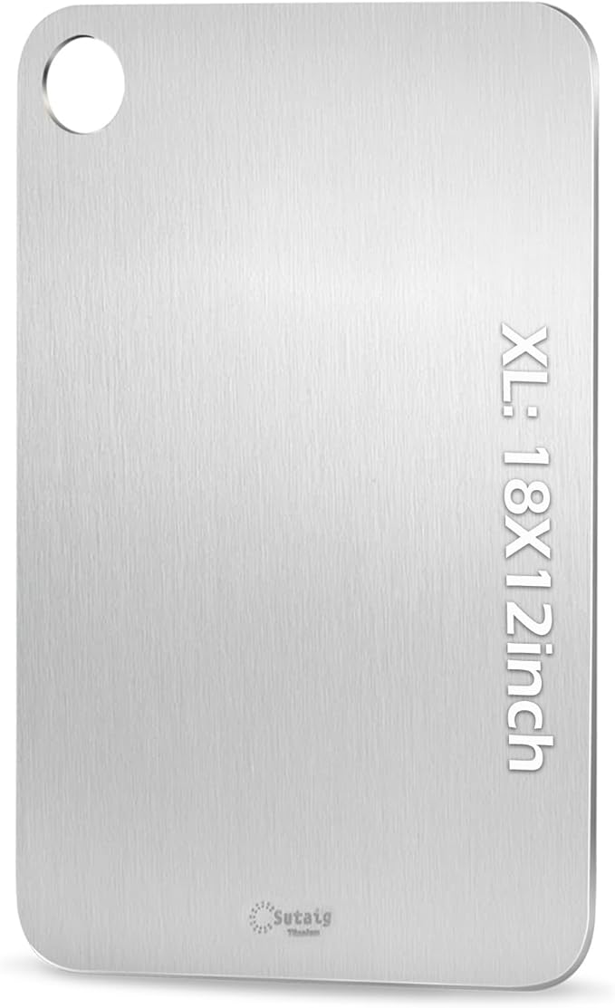 Titanium Cutting Board, 18” Non Toxic Cutting Boards for Kitchen - Cutting Edge Hygiene & Durability, Double Sided Pure Titanium Cutting Mat for Meat Fruit & Vegetable, XL Size