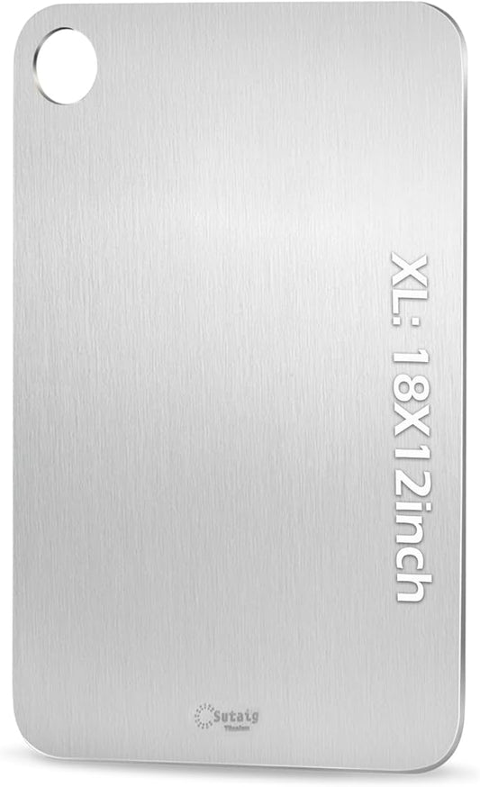 Titanium Cutting Board, 18” Non Toxic Cutting Boards for Kitchen - Cutting Edge Hygiene & Durability, Double Sided Pure Titanium Cutting Mat for Meat Fruit & Vegetable, XL Size
