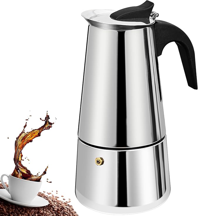 DITOSH 2 Cup Stovetop Espresso Maker Stainless Steel Moka Pot Stove Top Percolator Italian Coffee Makers Capable Mocha Greca Machine Cafe Classic Induction Cookers for Home and Camping 100ml 3.3oz