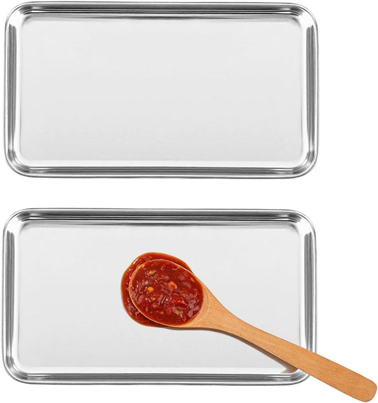 2 Pack Spoon Rest for Stove Top Kitchen Counter Stainless Steel Spoon Rest Coffee Spoon Holder Ladle Cooking Spatula Rest Heat-Resistant Drip Tray Dishwasher Safe Home Cooks Gifts 7.08in. x3.93in.