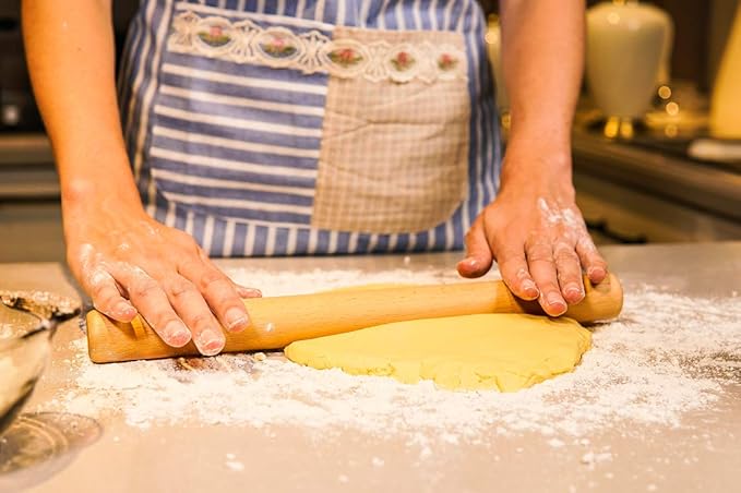 Wood Rolling Pin Dough Roller, Wooden Rolling Pin for Baking Pasta Fondant 13.8 Inches - Straight