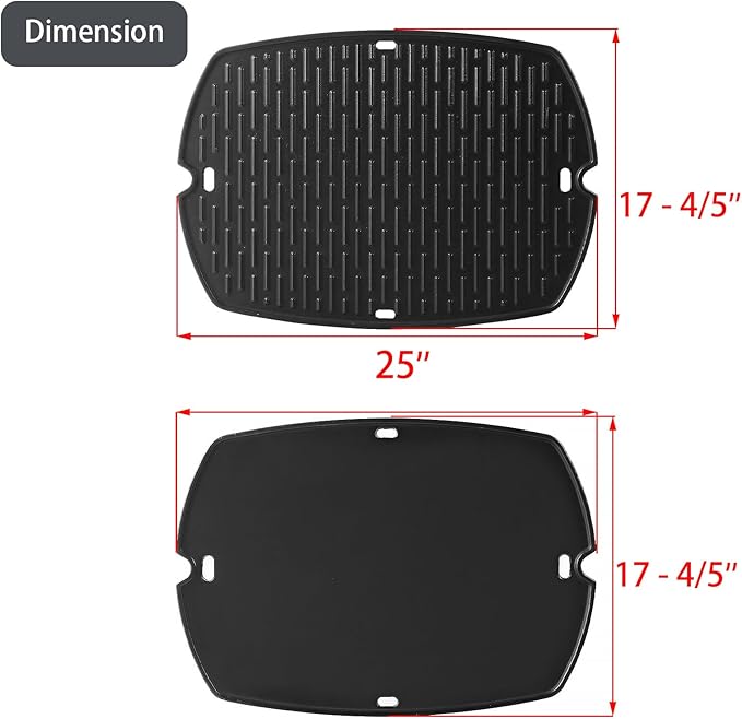 7646 Q3200 Griddle Full Size Grill Replacement Parts for Weber Q300 Q320 Q3000 Q3100 Flat Top Griddle Insert 6506 57060001 6559 586002 404341 Accessories Cast Iron Reversible Griddle Plate