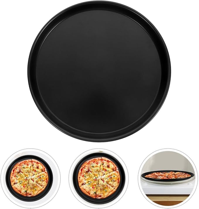DIYEAH Microwave Pizza Crisper Pan, Non-Stick Aluminum Alloy Baking Tray, 12-Inch Round Pizza Plate for Microwave Oven, Black