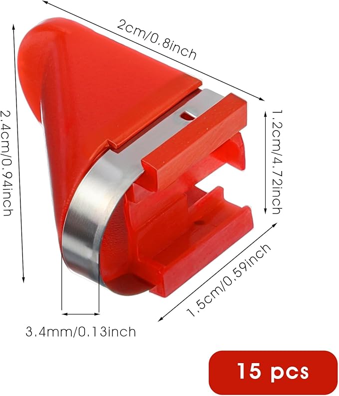 15 PCS Stainless Steel Replacement Blades, Electric Potato Cutter Accessory for Electric Rotating Potato Peeler Automatic Fruit Peeler Electrics Peeling Tool (Red)