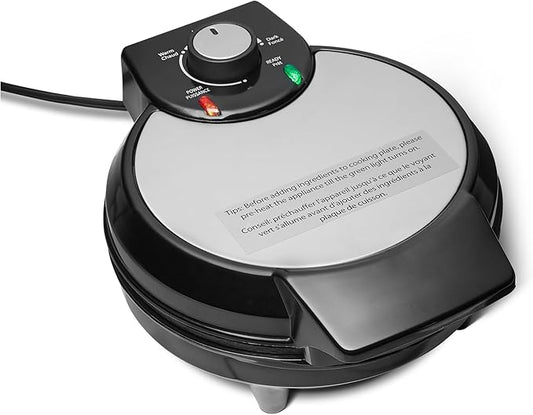 Amazon Basics Belgian Waffle Maker with 8-inch Round Ceramic Non-Stick Plate, Browning Control, Black