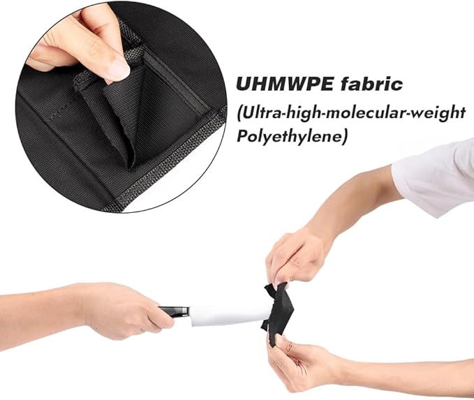 6 Slot Puncture Resistant Knife Roll, Waxed Canvas Knife Bag Featuring UHMWPE Fabric, Tie Straps Knife Roll Bag Fit 8-Inch Chef Knives