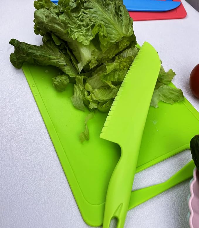 jawbush Professional Lettuce Knife to Prevent From Turning Brown, 11" Plastic Serrated Knives for Veggie, Fruit, Cake, Salad, Chef Knife for Cutting - Safe & Durable Nylon Knife Set, 3 Pack