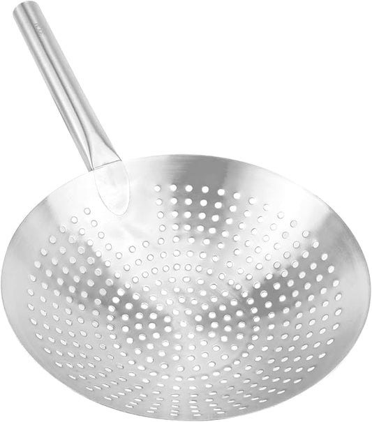 DOERDO Pasta Strainer Oil Skimmer 12 Inch Stainless Steel Skimmer Slotted Spoon for Kitchen Cooking Frying, 30CM