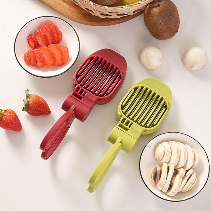 Strawberry Slicer,Egg Slicer for Hard Boiled Eggs,Multipurpose Stainless Steel Wire Fruit Cutter for Banana,Cucumber,Mushroom,Rapid & Safe Slicing Kitchen Gadgets