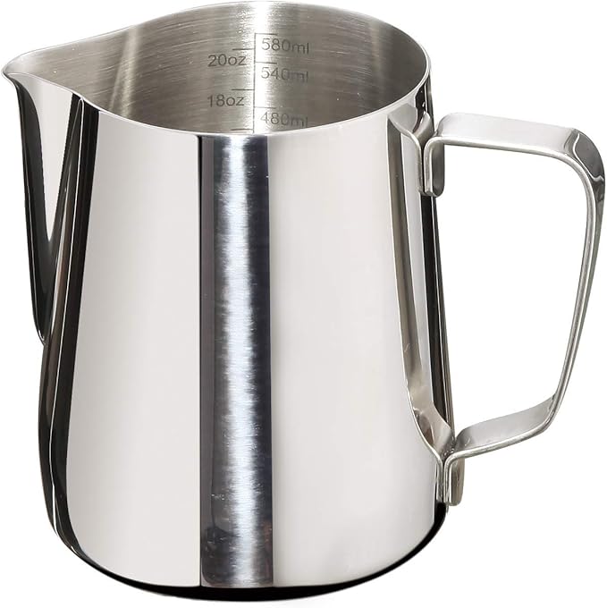 Milk Frothing Pitcher 20oz Stainless Steel Cup Perfect for Latte Art Steam Pitchers,Stainless Steel Milk FrotherPitcher Cup Steaming Pitcher 600ml With Measurement Scale