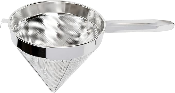 Soro Essentials- 12" Stainless Steel China Cap Strainer Coarse Mesh- Cone Shaped Strainer Food Strainers Juice Strainers Kitchen Tools Food for Straining Seeds Beans Sauces Home Kitchen