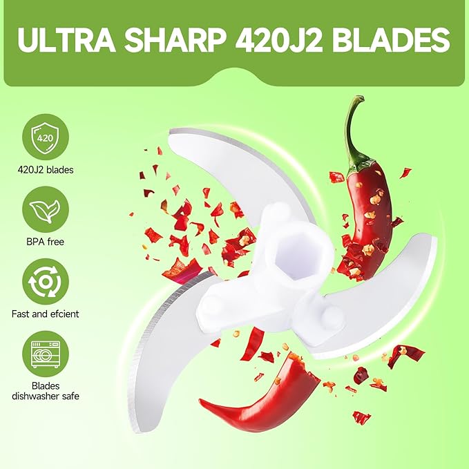 Ziweaye Manual Food Processor Vegetable Chopper, Portable Hand Pull String Garlic Mincer Onion Cutter for Veggies, Ginger, Fruits, Nuts, Herbs, etc., 500ml,（Gray-green）