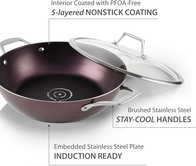 TECHEF - Art Pan Collection, 5 Qt / 12-in Nonstick All Purpose Chef Pan with Cover, Made in Korea (5-quart Chef Pan)