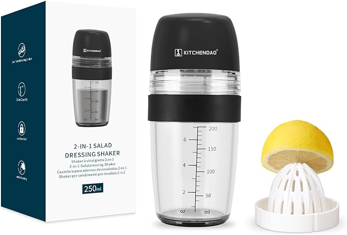 KITCHENDAO Citrus Lemon Peeler Zester Tool and 2 in 1 Salad Dressing Shaker Container with Juicer