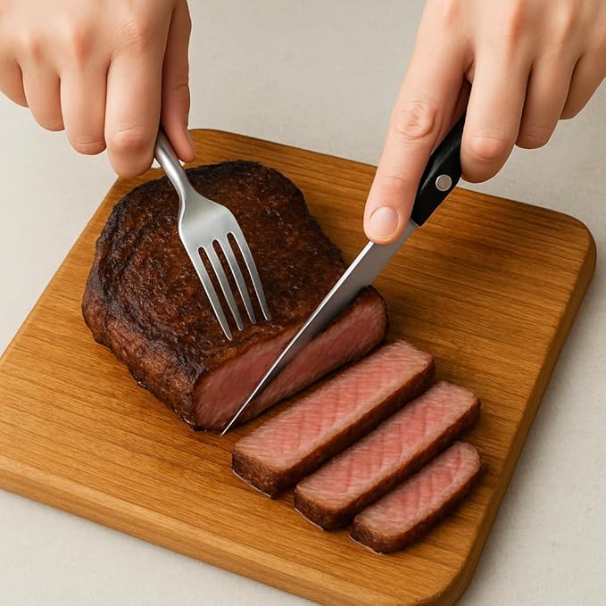Sharp Serrated Steak Knives Set,Set Of 8 Stainless Steel Kitchen Knife Set,Dinner Knife For BBQ,Barbecue Steak Cutting Knife With Plastic Handle