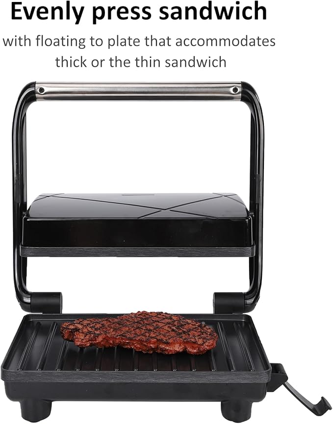 Sandwich Maker Panini Press Grill with Non-Stick Coated Plates, Easy to Clean and Store, Opens 180 Degrees Perfect for Cooking French Toast, Omelet, Grilled Cheese, Panini