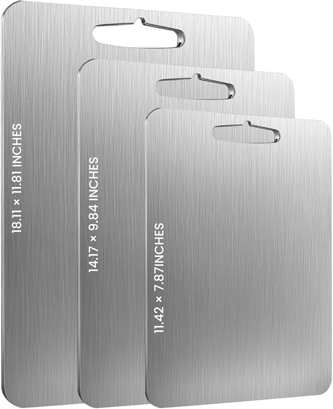 Titanium Alloy Cutting Board: 100% Pure，Double-Sided Versatility，The 2025 New Model for Meat，Vegetables， and Fruits (11.4 * 7.8+13 * 9.8+18.11 * 11.81 Inches)