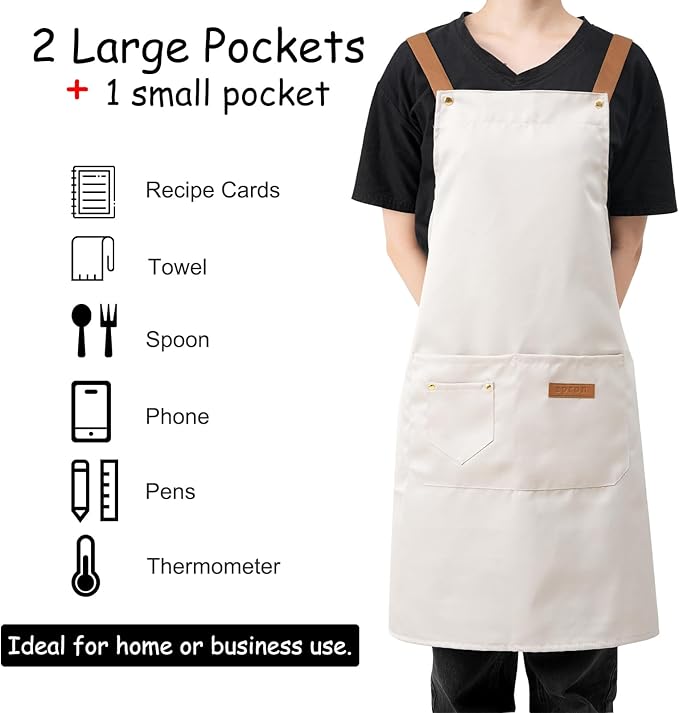 DILLMAN Art Aprons for Men Women Painting Pottery Baking, H Back Straps Waterdrop Kitchen Chef Cooking Apron with Pockets
