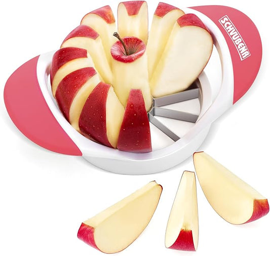 SCHVUBENR 3.5 Inch Apple Slicer with 12 Sharp Blades - Professional Apple Cutter - Stainless Steel Apple Corer - Super Sharp Apple Slicer and Corer - Slice Apple with Ease(Pink)