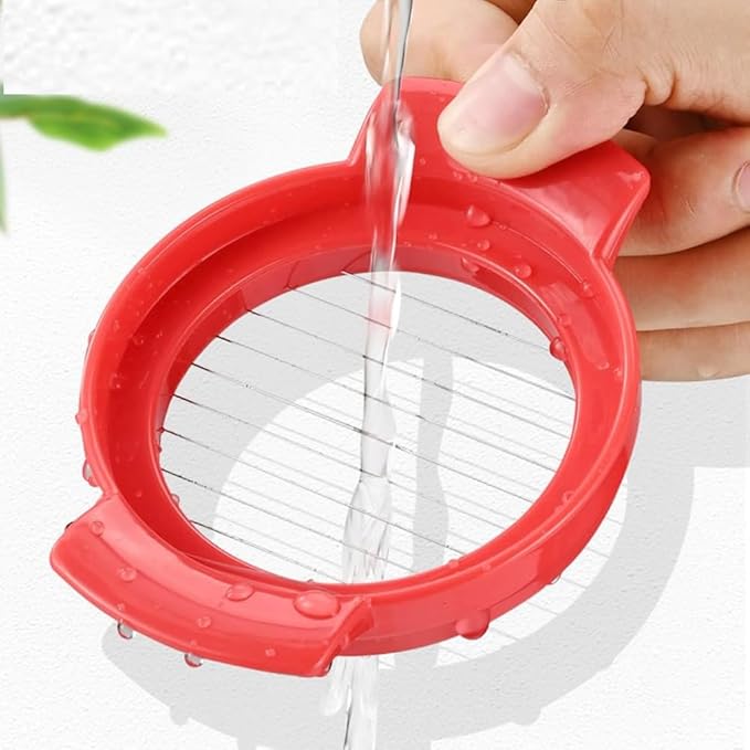 4 in 1 Egg Slicer and Dicer for Hard Boiled Eggs, Strawberries, Soft Fruit, Mushrooms - Stainless Steel Wire Multipurpose Cutter - Pink