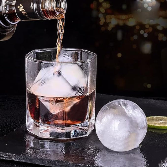 ROTTAY Ice Cube Trays (Set of 2), Sphere Ice Ball Maker with Lid & Large Square Ice Cube Maker for Whiskey, Cocktails and Homemade, Keep Drinks Chilled Purple