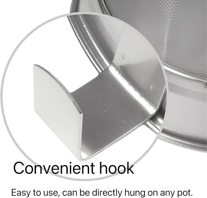 Stainless Steel Fine Mesh Chinois Strainer, Large Strainer Reinforced Bouillon Strainer for Sauces, Soups, Purees, Pastes, Jelly, Custard, Curds and etc.,10-Inch